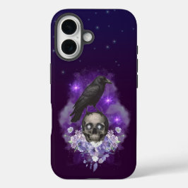 Funda iPhone 16 Mystic Raven and Skull - Estética gótica
