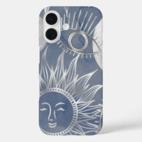 Mystique solar | Dusty Blue Silver Moon Stars Sun