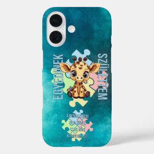 Funda iPhone 16 Nací para ser único – diseño adorable de jirafa