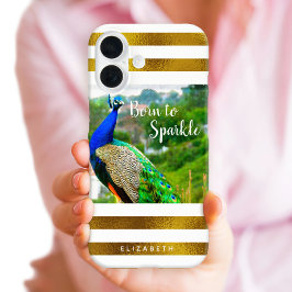 Funda iPhone 16 Nacido en Moda espumosa Peacock Golpe blanco