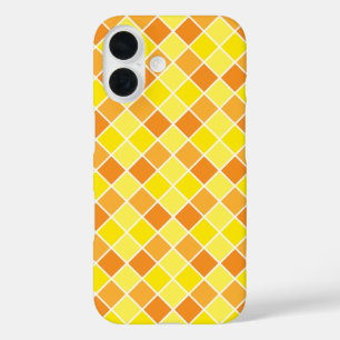 Funda iPhone 16 Naranja amarillo retro moderno Checkers patrón cua