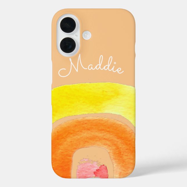 Funda iPhone 16 Naranja Amo arcoiris acuarela (Reverso )