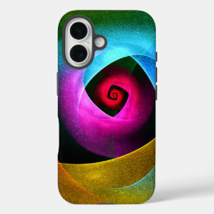 Funda iPhone 16 Naranja azul Patrón de arte de resumen moderno ros