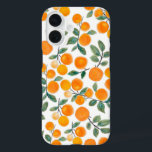 Funda iPhone 16 Naranja de acuarela bonito Patrón botánico<br><div class="desc">Cuadros acuarelas estilizados con motivos frutales,  con naranjas y hojas.</div>