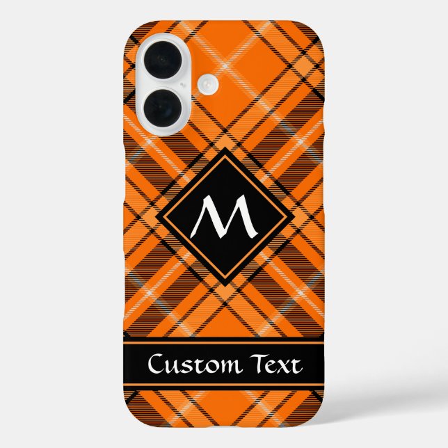 Funda iPhone 16 Naranja de Halloween Tartan (Reverso )