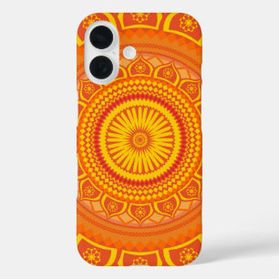 Funda iPhone 16 Naranja de mandala india