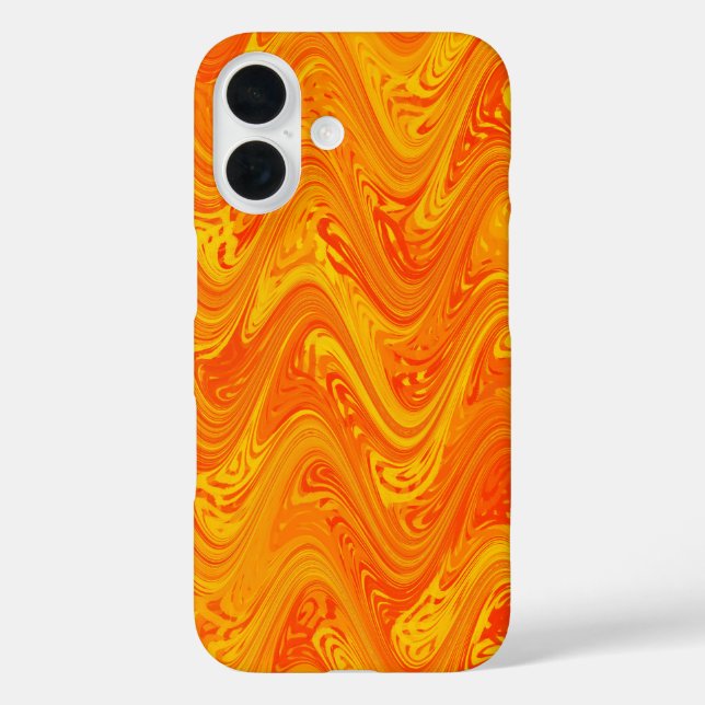 Funda iPhone 16 Naranja de mareo Patrón rojo amarillo (Reverso )