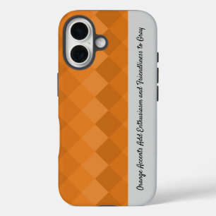 Funda iPhone 16 Naranja de patrón de mosaico de tierra y etiqueta 