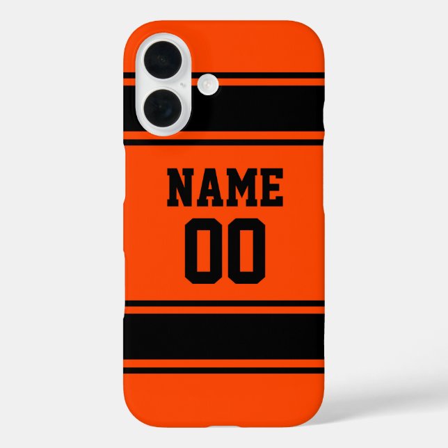 Funda iPhone 16 Naranja estilo Jersey y deportista personalizado n (Reverso )