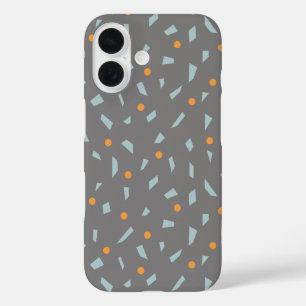 Funda iPhone 16 Naranja gris de acero y confetti azul de bebé