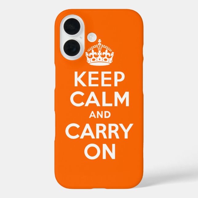 Funda iPhone 16 Naranja Mantener la calma y continuar (Reverso )