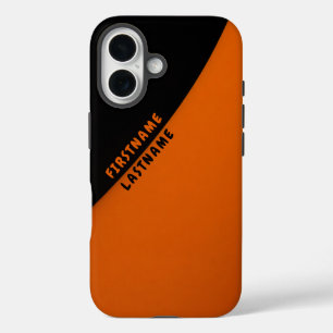 Funda iPhone 16 Naranja minimalista y resumen negro