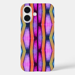 Funda iPhone 16 Naranja, rosa, morado y azul Chevron