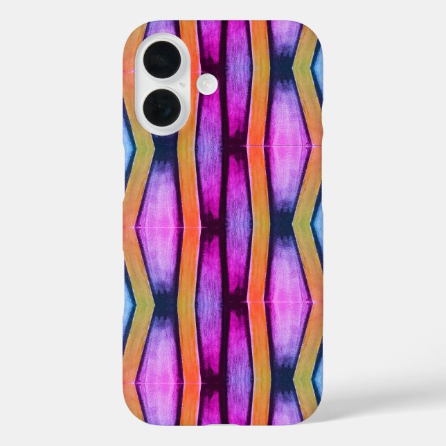 Funda iPhone 16 Naranja, rosa, morado y azul Chevron (Reverso )