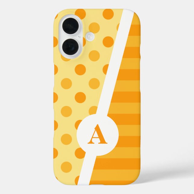 Funda iPhone 16 Naranja Sherbet Polka Dot and Stripe Pattern (Reverso )