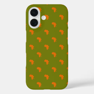 Funda iPhone 16 Naranja Verde en ladrillo del continente africano