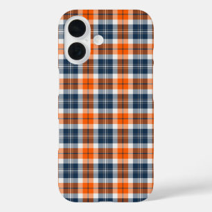 Funda iPhone 16 Naranja y Blue Sporty Plaid