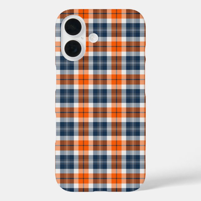 Funda iPhone 16 Naranja y Blue Sporty Plaid (Reverso )