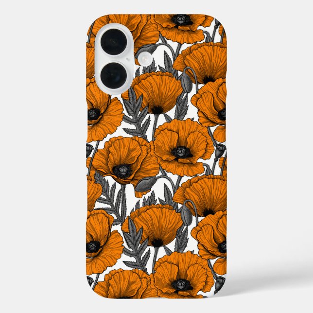 Funda iPhone 16 Naranjas de cachorros en blanco (Reverso )