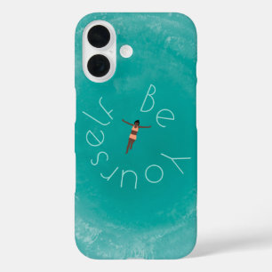 Funda iPhone 16 Natación personalizada en el océano azul