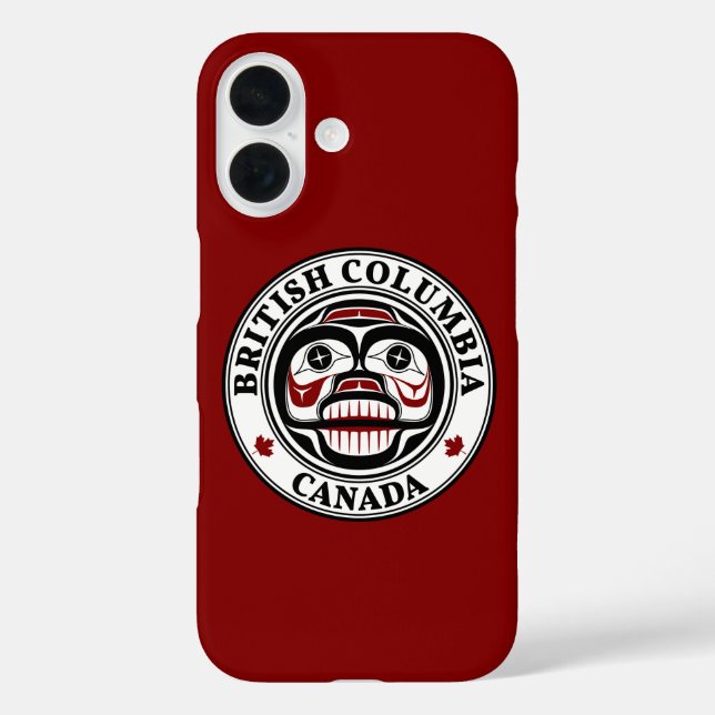Funda iPhone 16 Nativo americano Red Black Haida Calavera llorosa (Reverso )