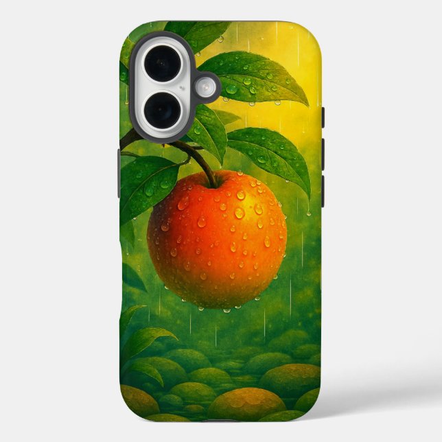Funda iPhone 16 Naturaleza lluviosa de fruta naranja (Reverso )