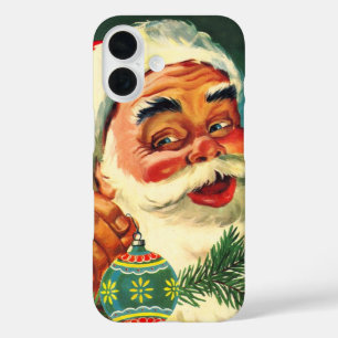 Funda iPhone 16 Navidad Vintage, Alegre Santa Claus Retro de los 5