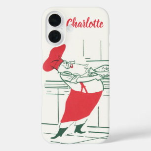 Funda iPhone 16 Navidad Vintage, Santa Claus Chef y Pavo