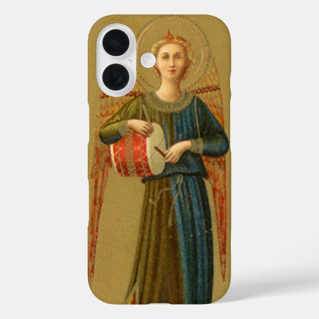 Funda iPhone 16 Navidades: Ángeles músicos, renacimiento vintage (Reverso )
