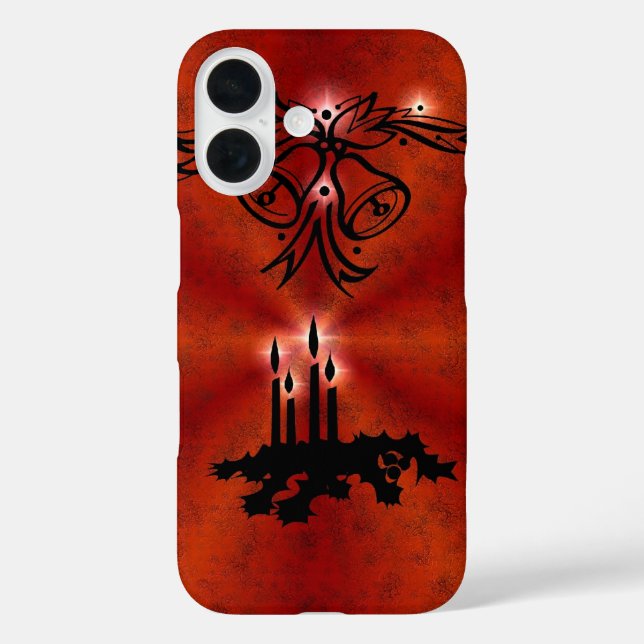 Funda iPhone 16 Navidades Artdeco en arcoiris rojo (Reverso )
