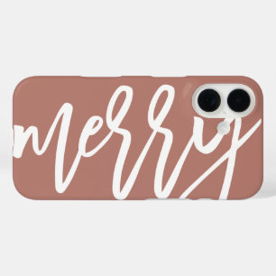 Funda iPhone 16 Navidades blancos y neutrales con escritura de cer