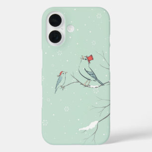 Funda iPhone 16 Navidades cantan pájaros divertidos
