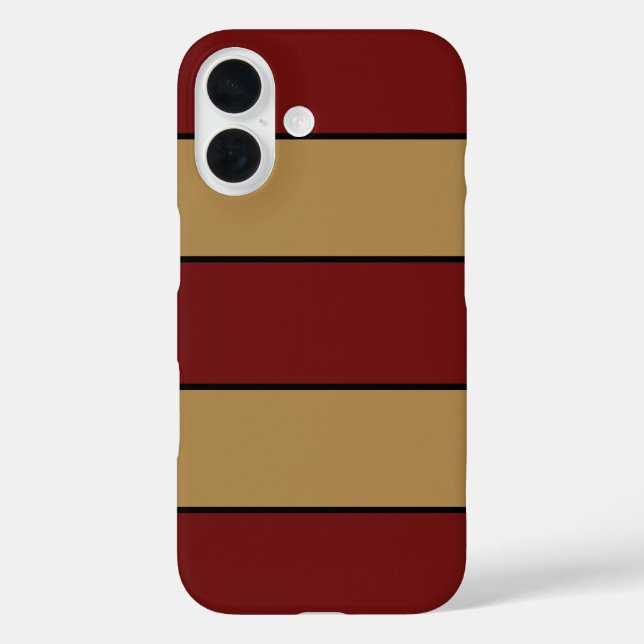 Funda iPhone 16 Navidades Clásicos Bandas Rojas Y Oro (Reverso )