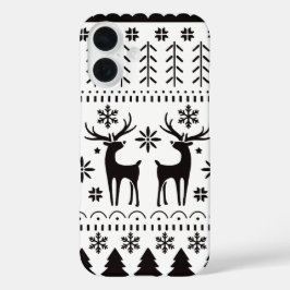 Funda iPhone 16 Navidades de arte popular moderno reno