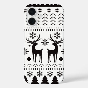 Funda iPhone 16 Navidades de arte popular moderno reno
