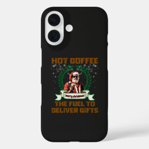 Funda iPhone 16 Navidades de entrega navideña en el café de Santa 