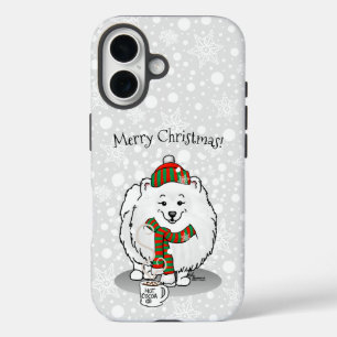 Funda iPhone 16 Navidades de invierno Nieve de cerdo (blanca)