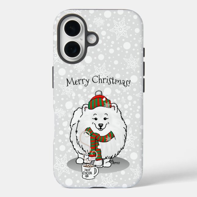 Funda iPhone 16 Navidades de invierno Nieve de cerdo (blanca) (Reverso )
