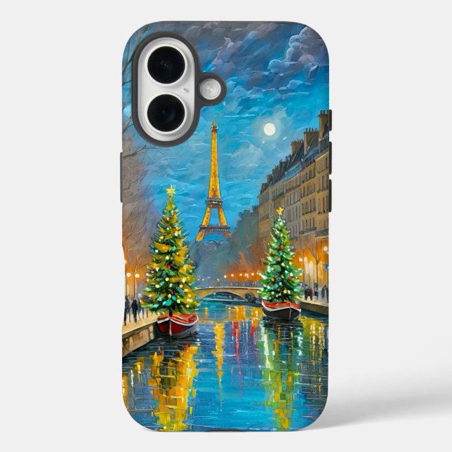 Funda iPhone 16 Navidades de París estuche para iPhone nocturno /  (Reverso )