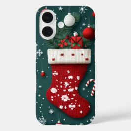 Funda iPhone 16 Navidades de punto festivo levantan verde rojo