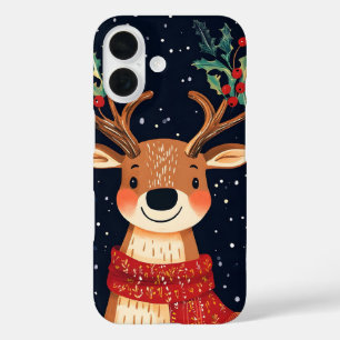 Funda iPhone 16 Navidades de renos Starry Noche de Twinkle