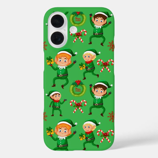 Funda iPhone 16 Navidades elfs patrón Funda-Mate iPhone Estuche (Reverso )