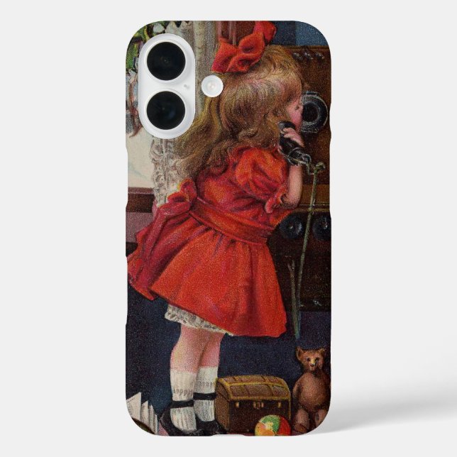 Funda iPhone 16 Navidades Niña Teléfono Antigüedad (Reverso )