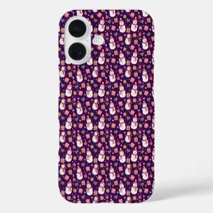 Funda iPhone 16 Navidades Patran Las Hojas De Snowman Holly Y Pres