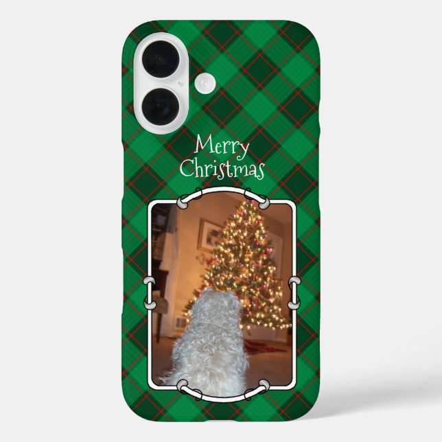 Funda iPhone 16 Navidades personalizados fotograma rojo y verde (Reverso )
