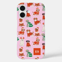 Navidades rosados Perros Chica personalizado Monog