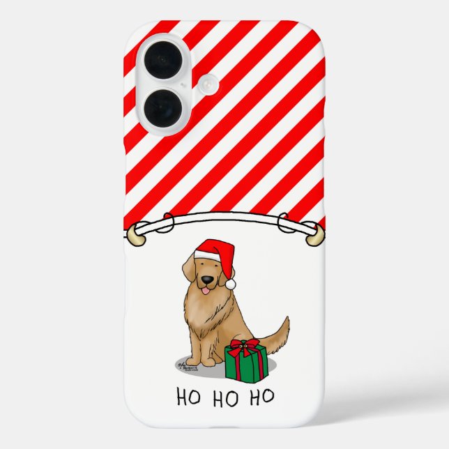 Funda iPhone 16 Navidades Santa Claus Golden Retriever Dog Cute (Reverso )