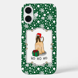 Funda iPhone 16 Navidades Santa Hat Perro perro hebilla afgana