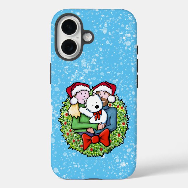 Funda iPhone 16 Navidades Westie Family KiniArt (Reverso )