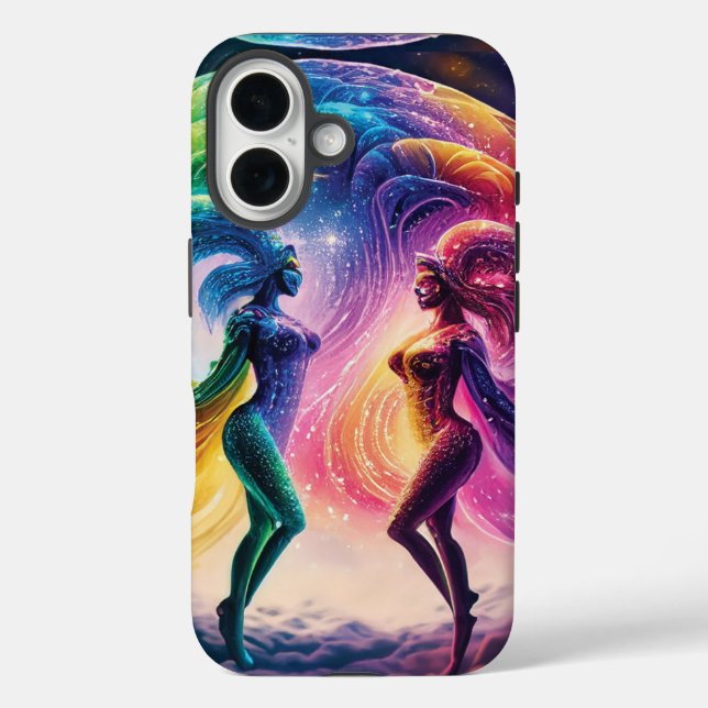 Funda iPhone 16 Nebula Sueña Fantasía Amantes del Arcoiris Cósmico (Reverso )
